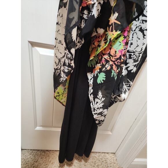Lane Bryant Black Floral Maxi Dress Women's 18/20 Empire Waist Flutter Sleeve - Picture 6 of 9